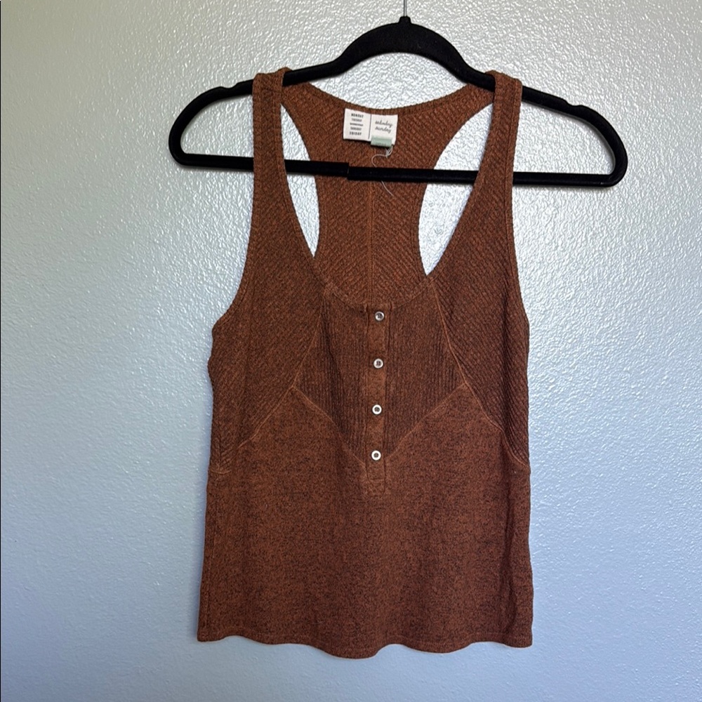 Anthropologie Brown Fitted Sleeveless Tank Top